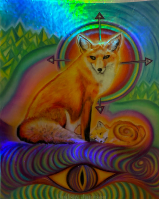 "Fox Medicine" Holographic Sticker (9)