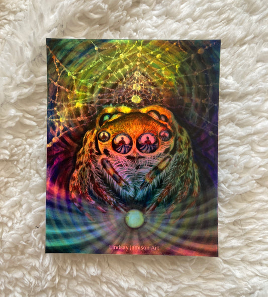 8 Holographic "Jumping dimensions, Weaving reality" Sticker
